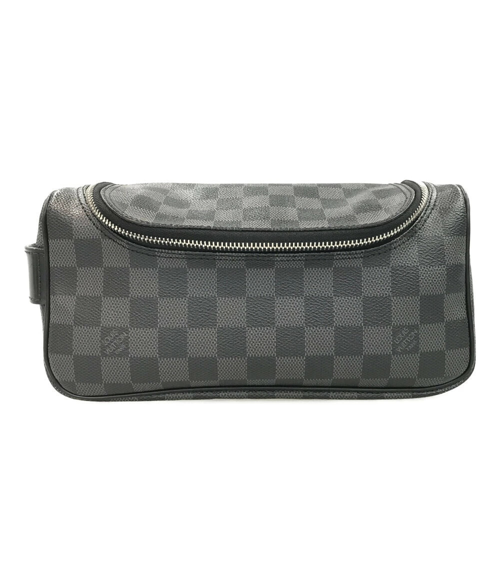 Louis Vuitton Clutch Bag Pouch Toiletry Damier Canvas Leather Graphite Black